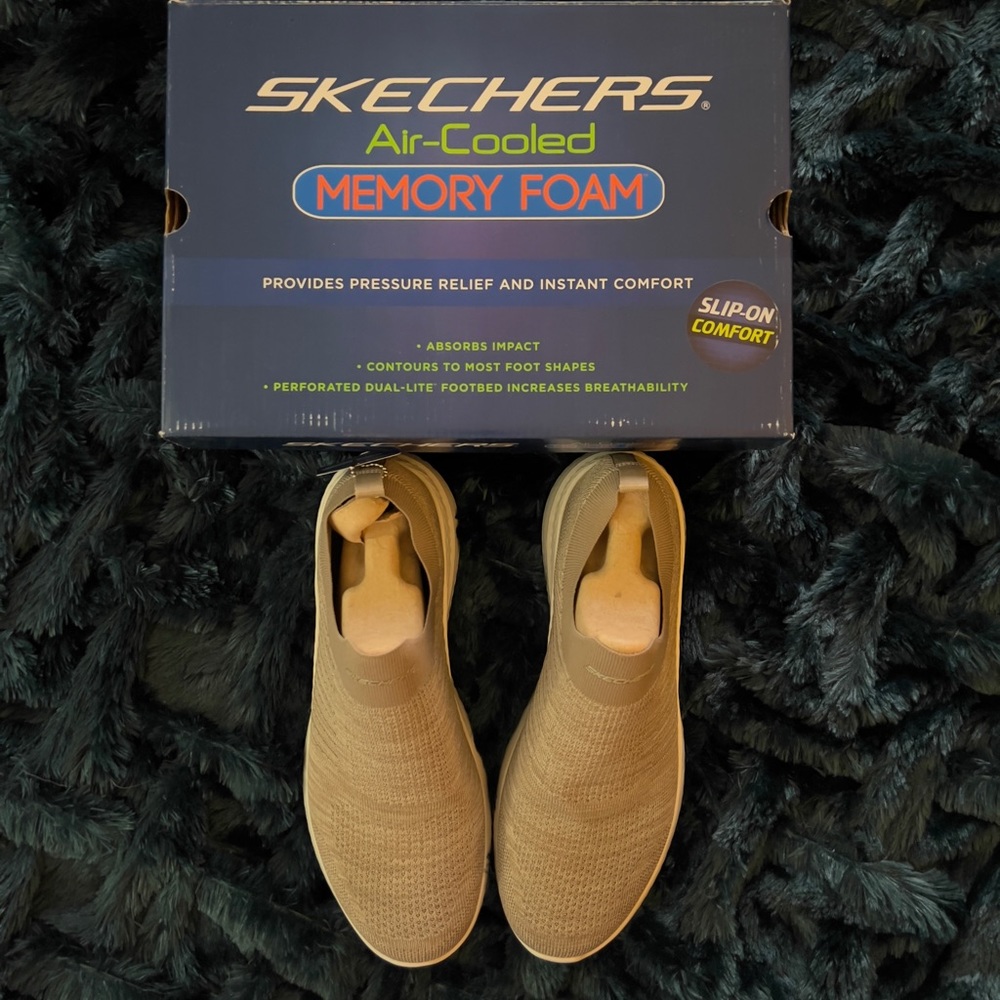 Men’s Skechers air cooled memory foam slip on comfort.